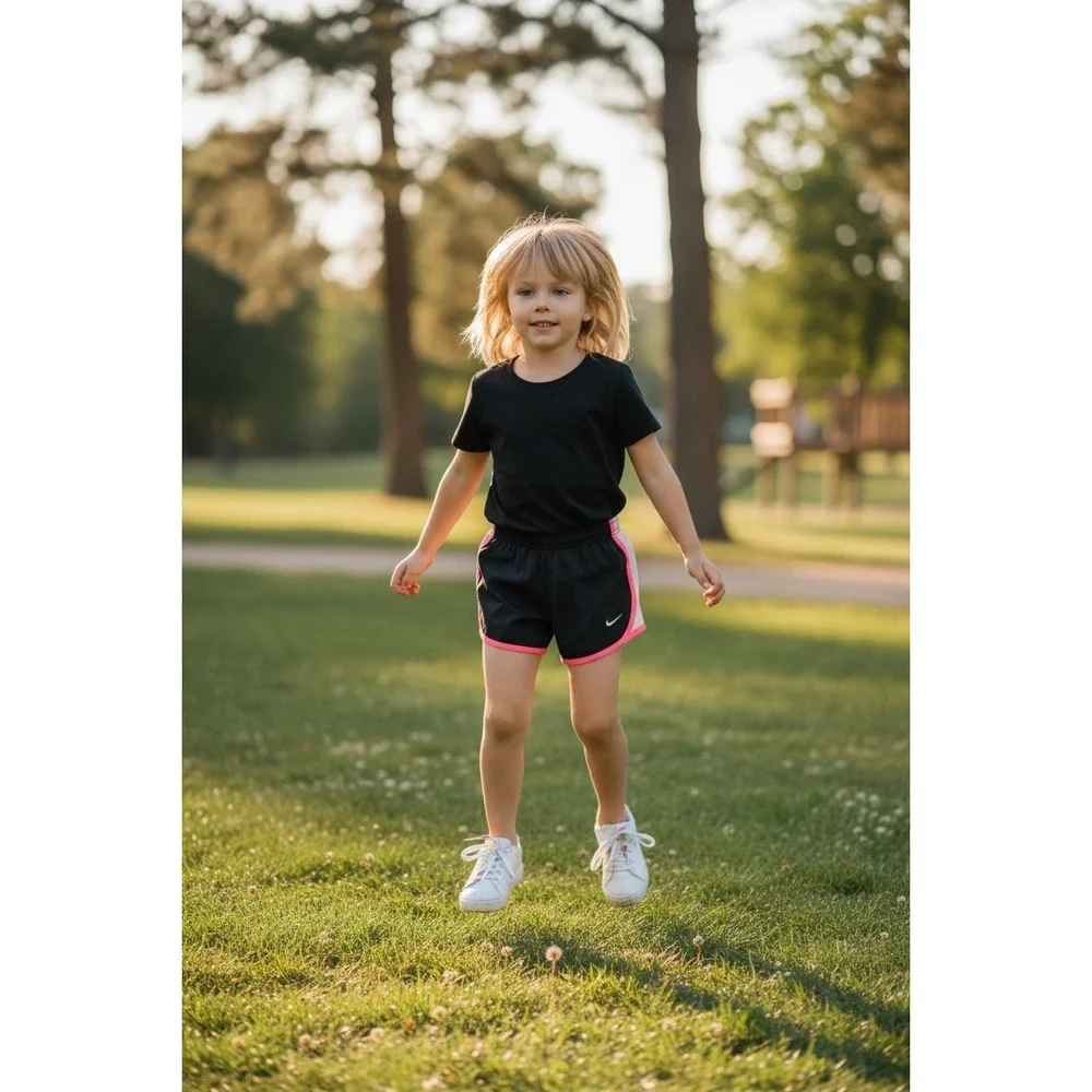 Nike Kids  Black Shorts‎ with Pink Trim